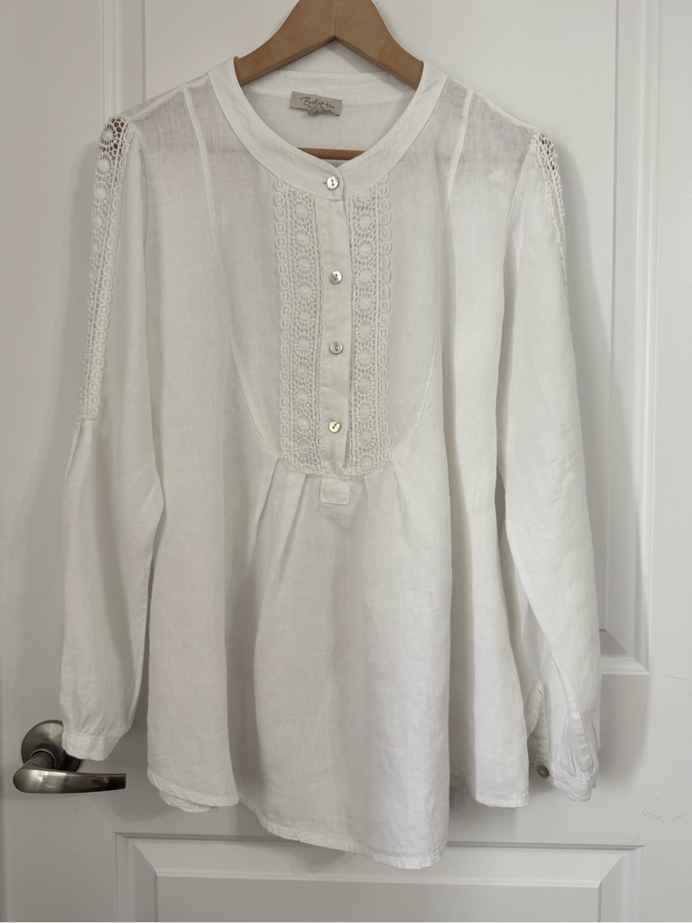 Bellambra 100% Linen blouse Made in Italy White Size Medium